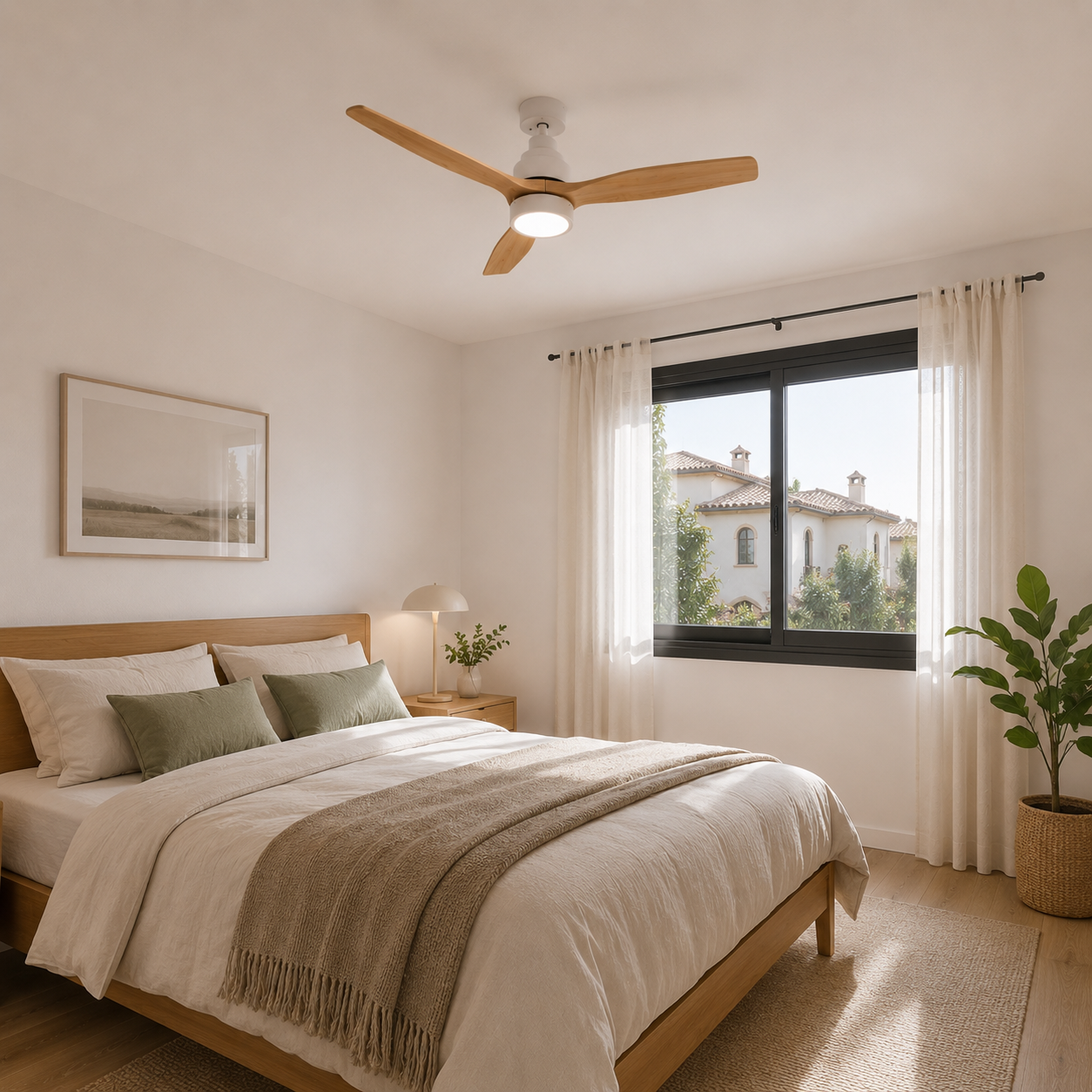 Ventilador de techo Decovea en un salón luminoso