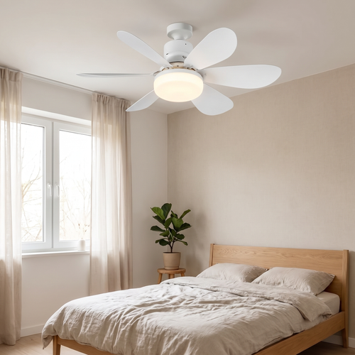 Decovea Aire — ventilador montado en el techo del dormitorio
